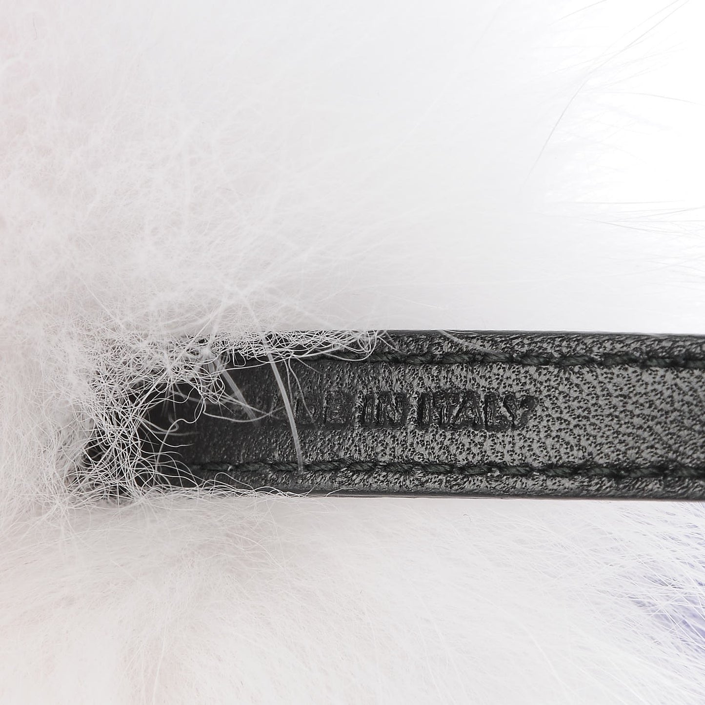 Fox Fur Polka Dot Pom Pom Bag Charm White