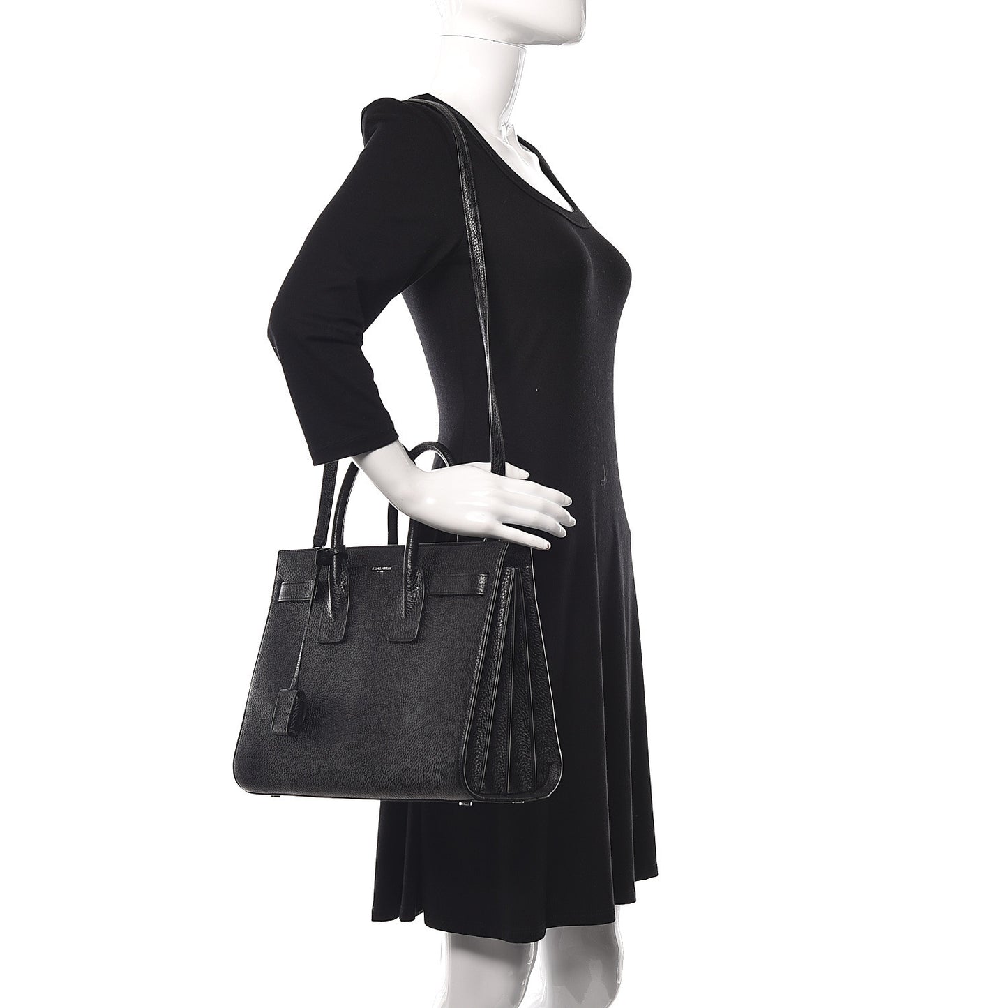 Grained Calfskin Small Sac De Jour Black