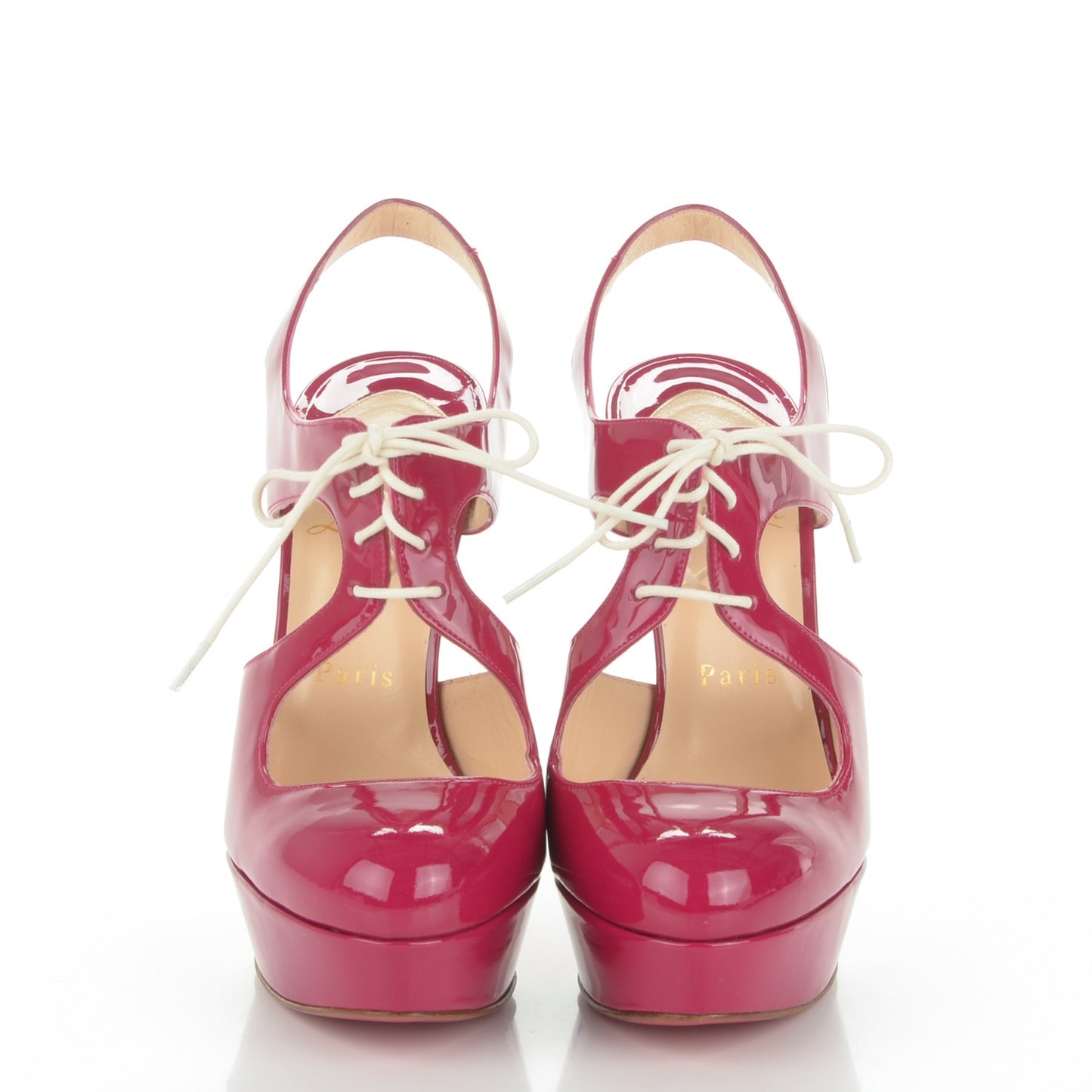 Patent Lace Up Lassagi 140 Platform Pump 37 Framboise