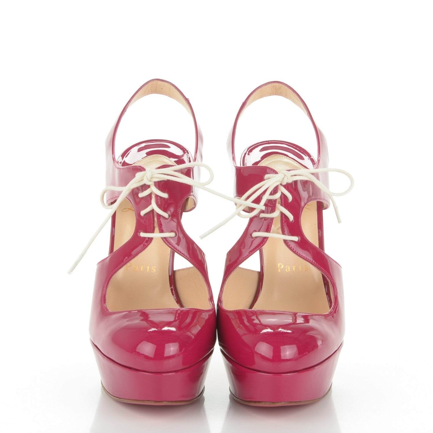 Christian Louboutin Patent Lace Up Lassagi 140 Platform Pump 37 Framboise 2 of 7