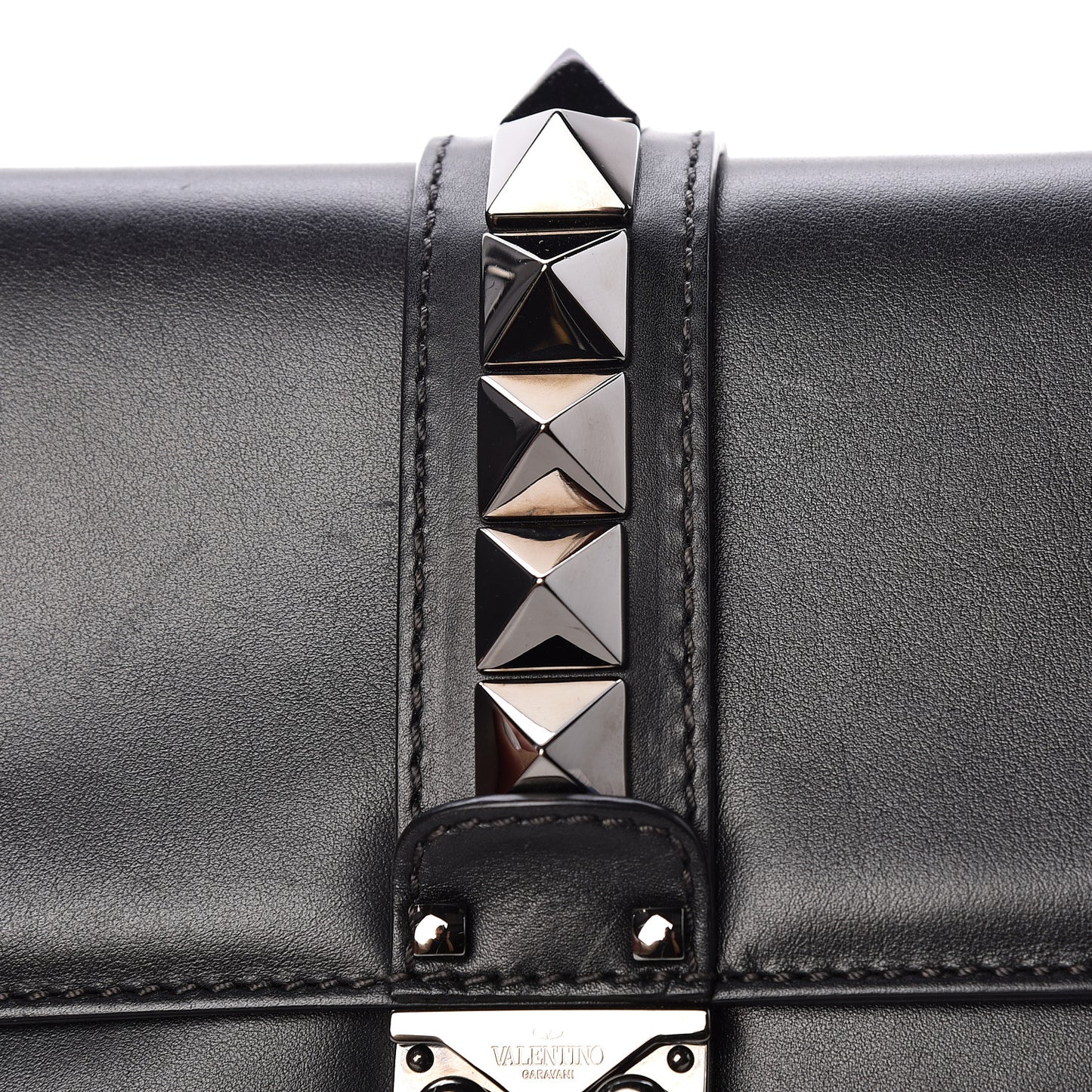 Vitello Medium Glam Lock Rockstud Flap Black