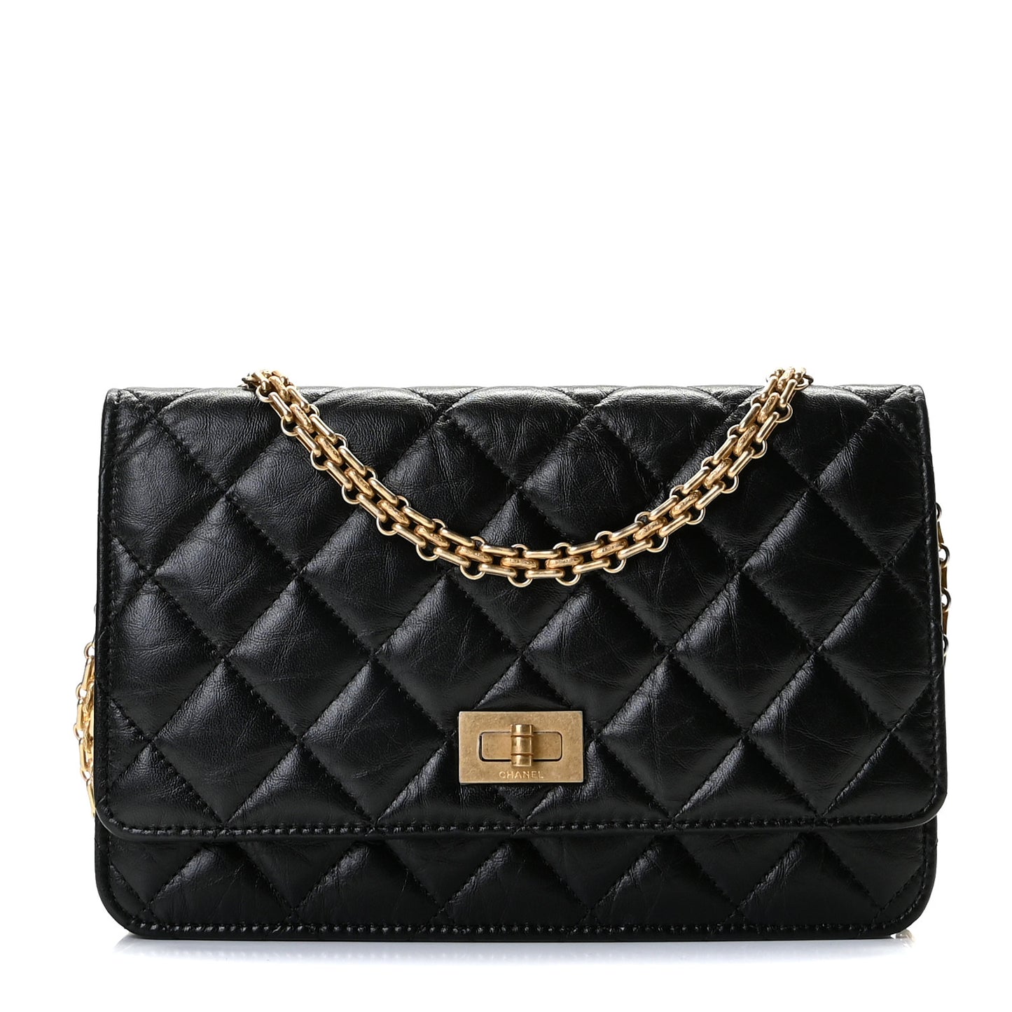 Aged Calfskin Quilted Reissue Wallet On Chain WOC Black