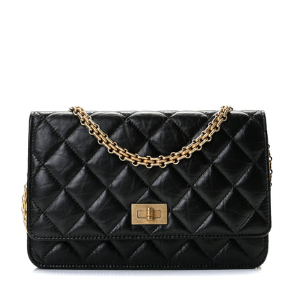 Chanel Aged Calfskin Quilted Reissue Wallet On Chain WOC Black 1 of 12