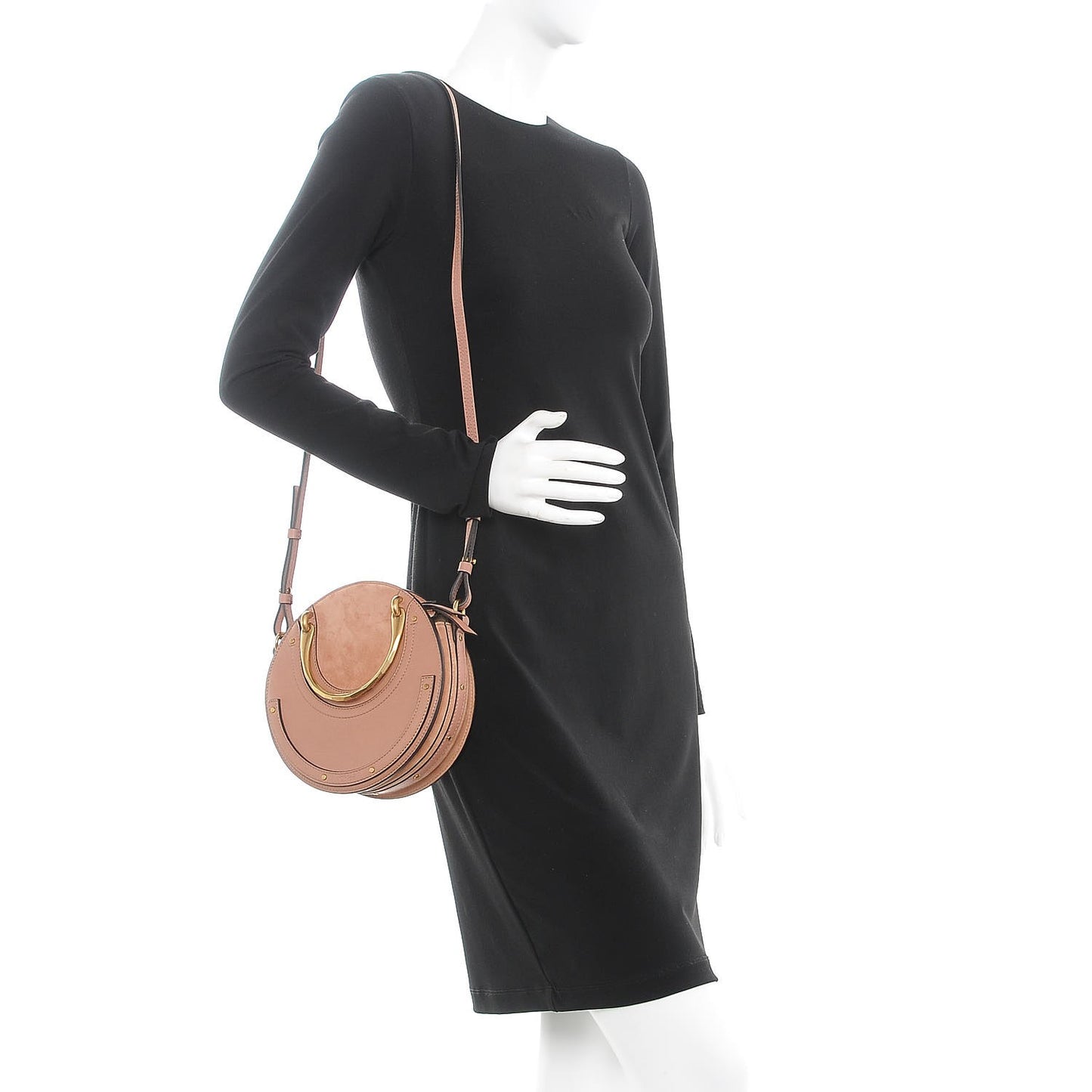Calfskin Suede Small Pixie Bag Nougat