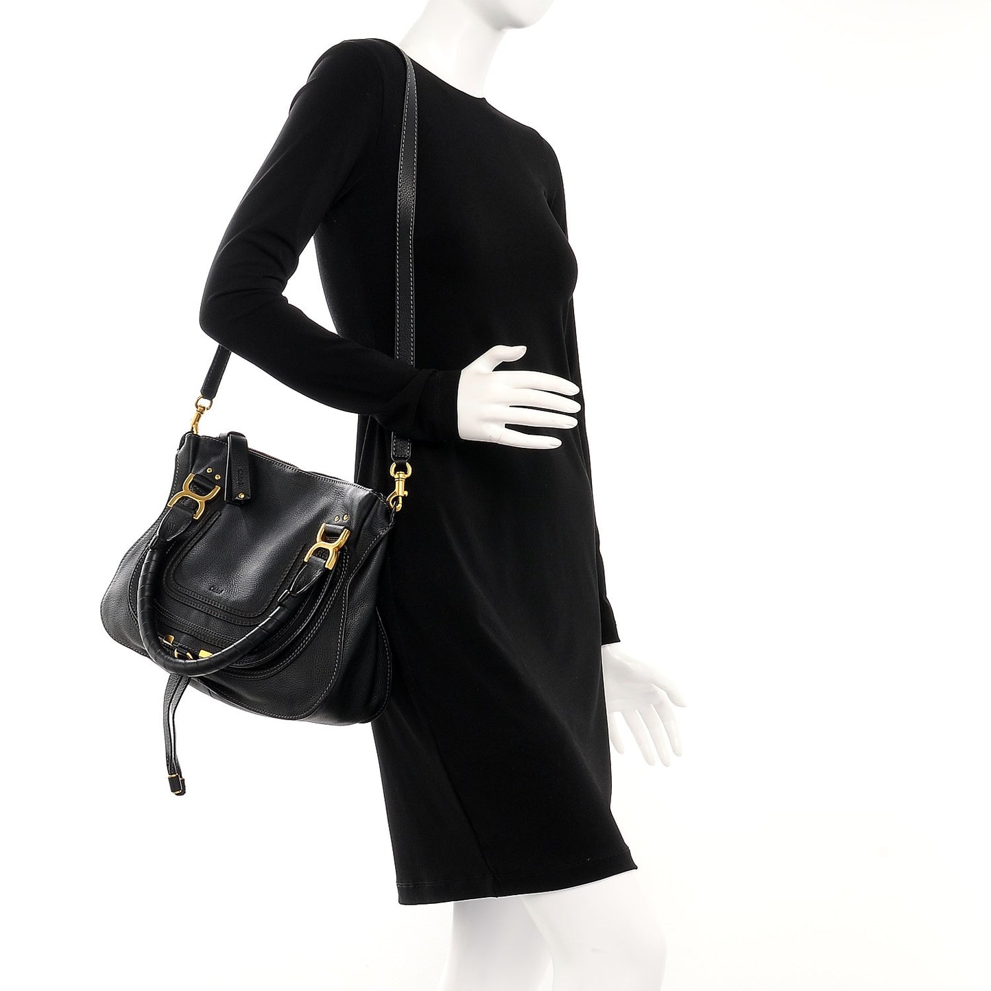 Calfskin Medium Marcie Satchel Black