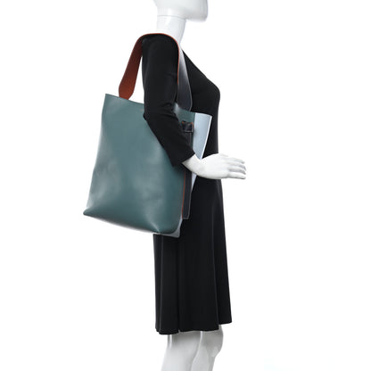 Celine Shiny Smooth Calfskin Small Twisted Cabas Green Smoke Pale Blue 2 of 10