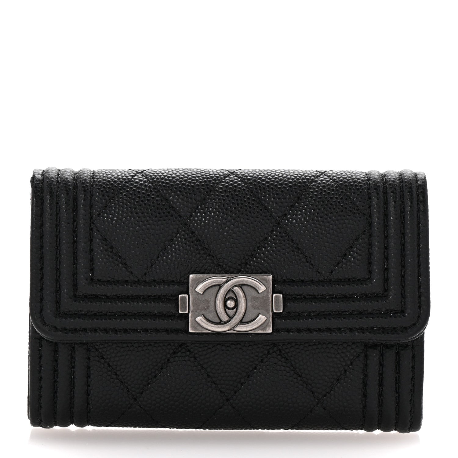 Chanel Caviar Quilted Boy Flap Card Holder Black 1 of 9