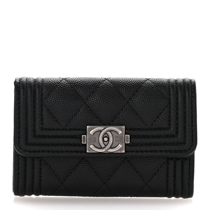 Chanel Caviar Quilted Boy Flap Card Holder Black 1 of 9