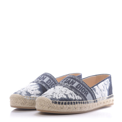 Christian Dior Canvas Tie and Dior Embroidered Granville 15mm Espadrilles 38.5 Denim 3 of 10