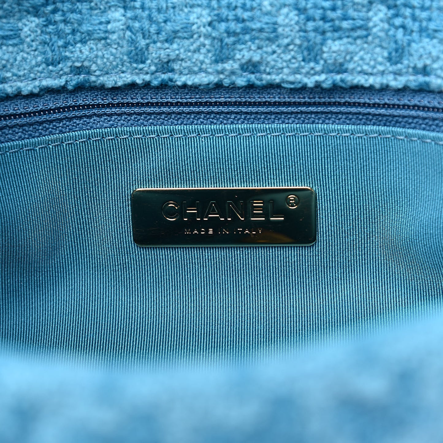 Tweed Quilted Medium 19 Flap Turquoise