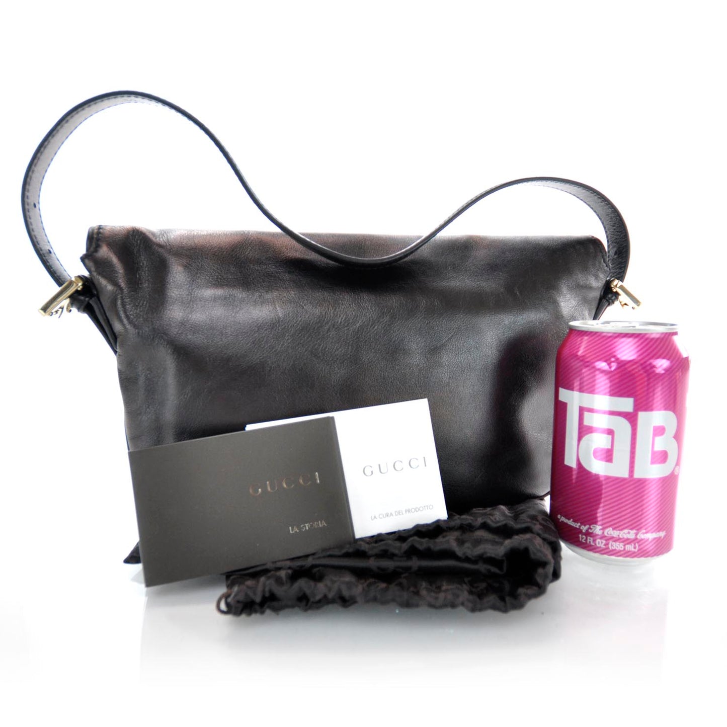 Leather GG Britt Flap Bag Metallic Black