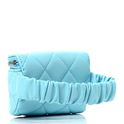 Chanel Lambskin Quilted Arm Coin Purse Neon Blue 3 of 7