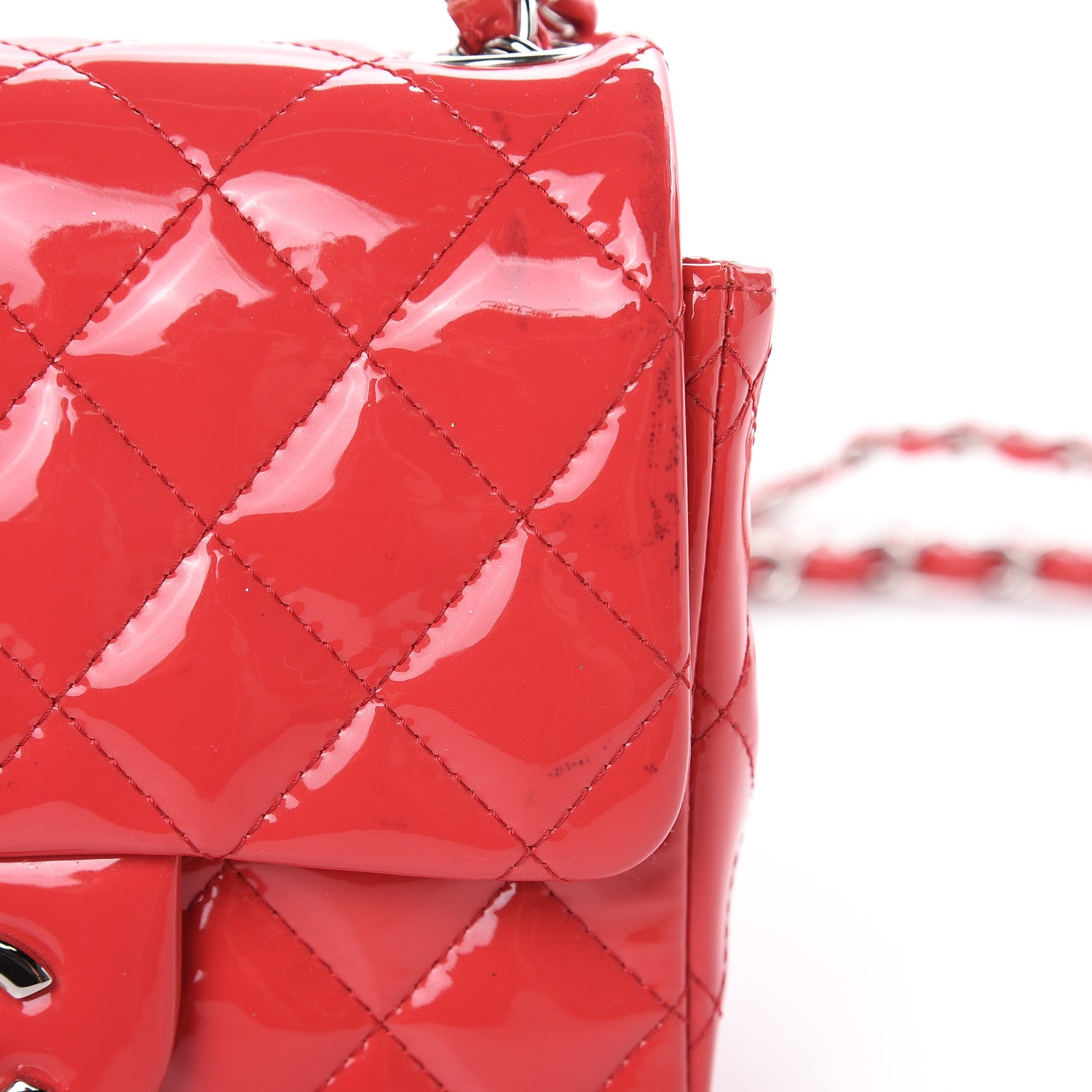 Chanel Patent Quilted Mini Square Flap Pink 11 of 13