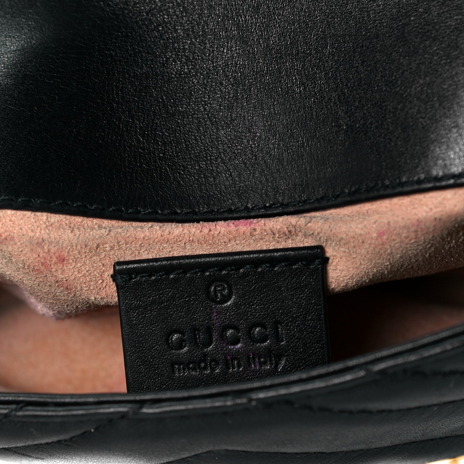 Gucci Calfskin Matelasse Super Mini GG Marmont Shoulder Bag Black 6 of 6