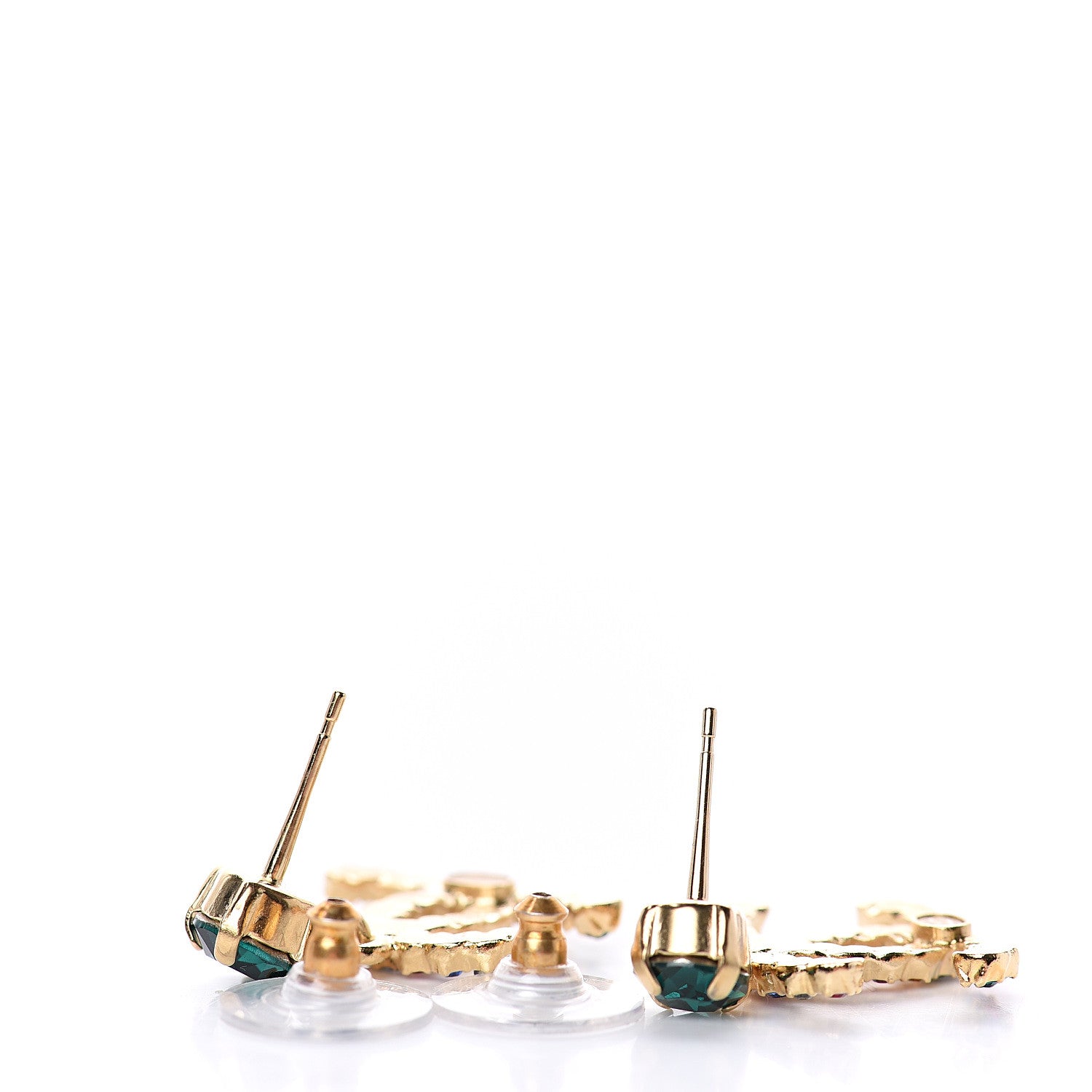Chanel Crystal CC Drop Earrings Gold Multicolor 3 of 4