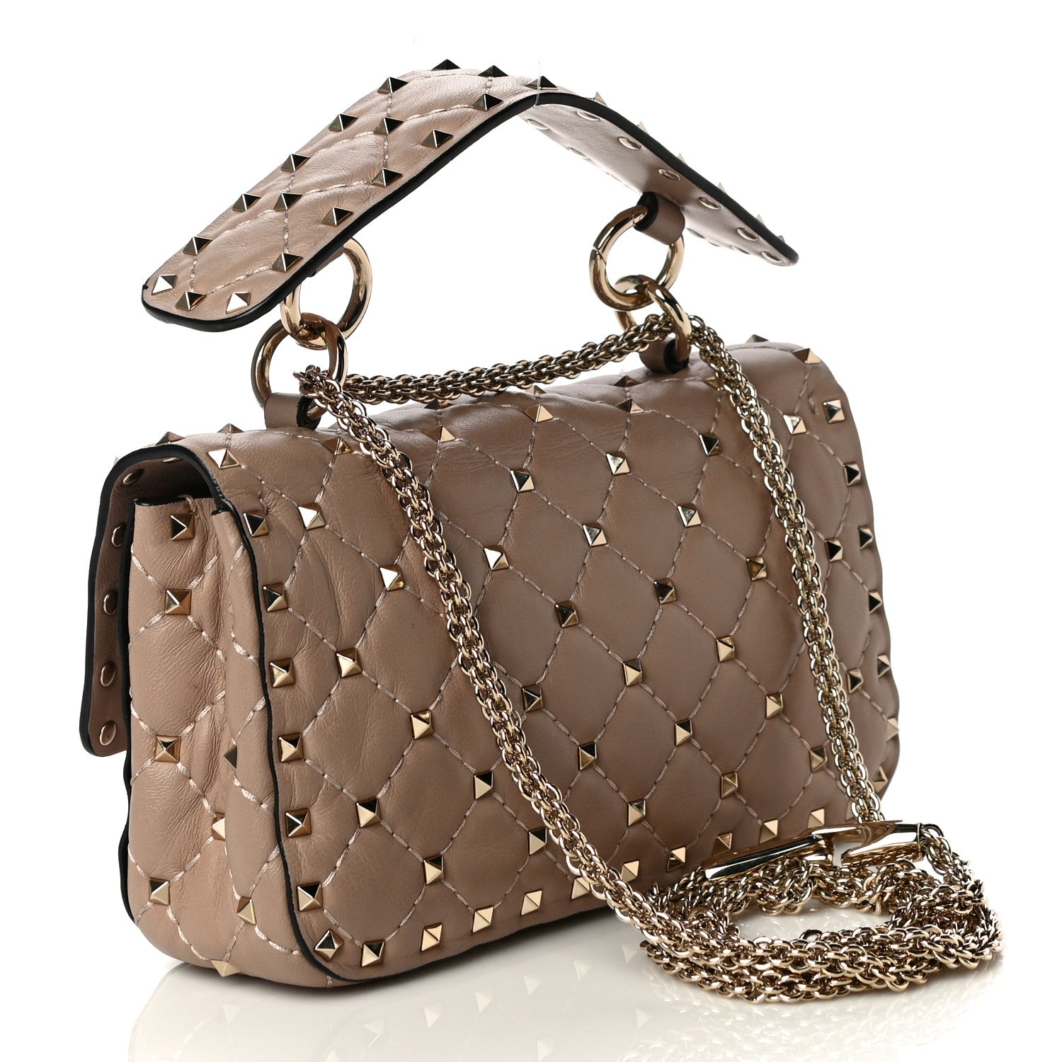 Valentino Garavani Nappa Small Rockstud Spike Shoulder Bag Poudre 3 of 11