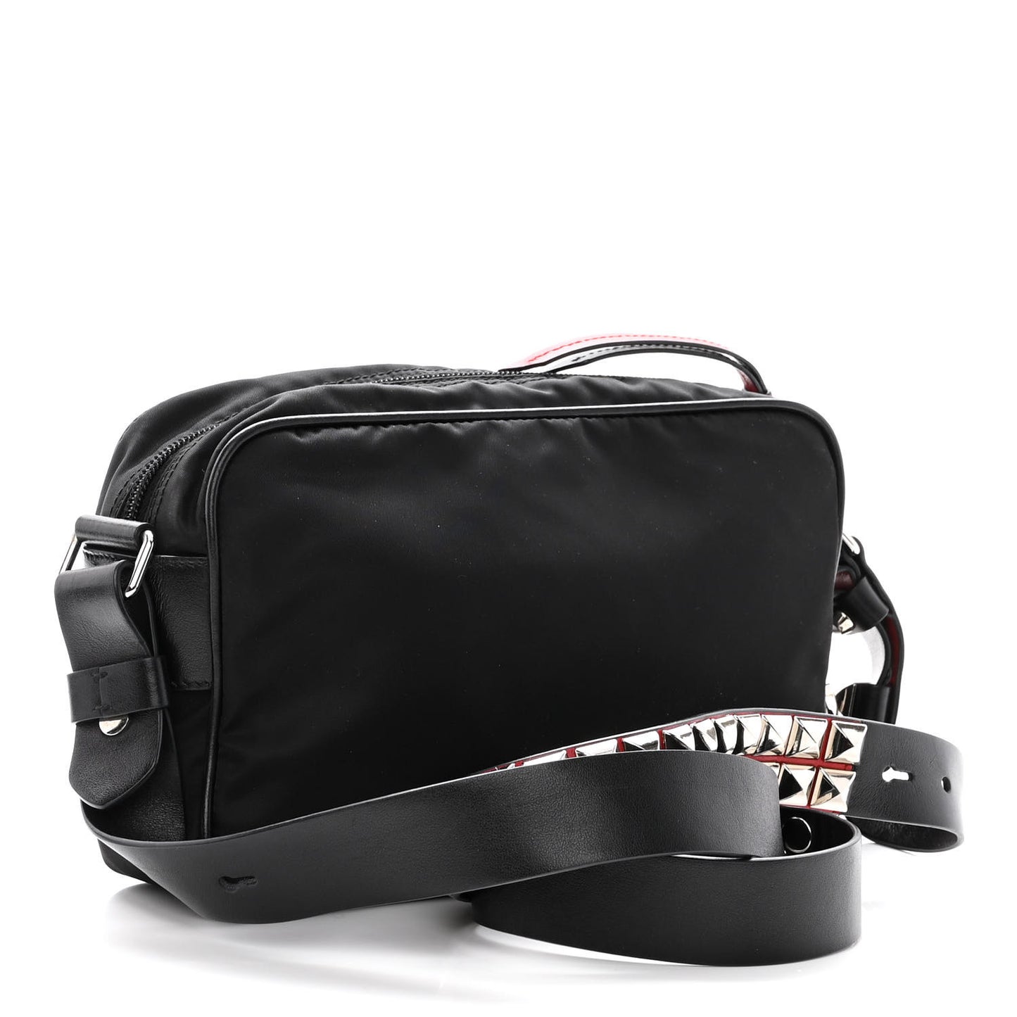 Tessuto Nylon Studded New Vela Shoulder Bag Black Fuoco