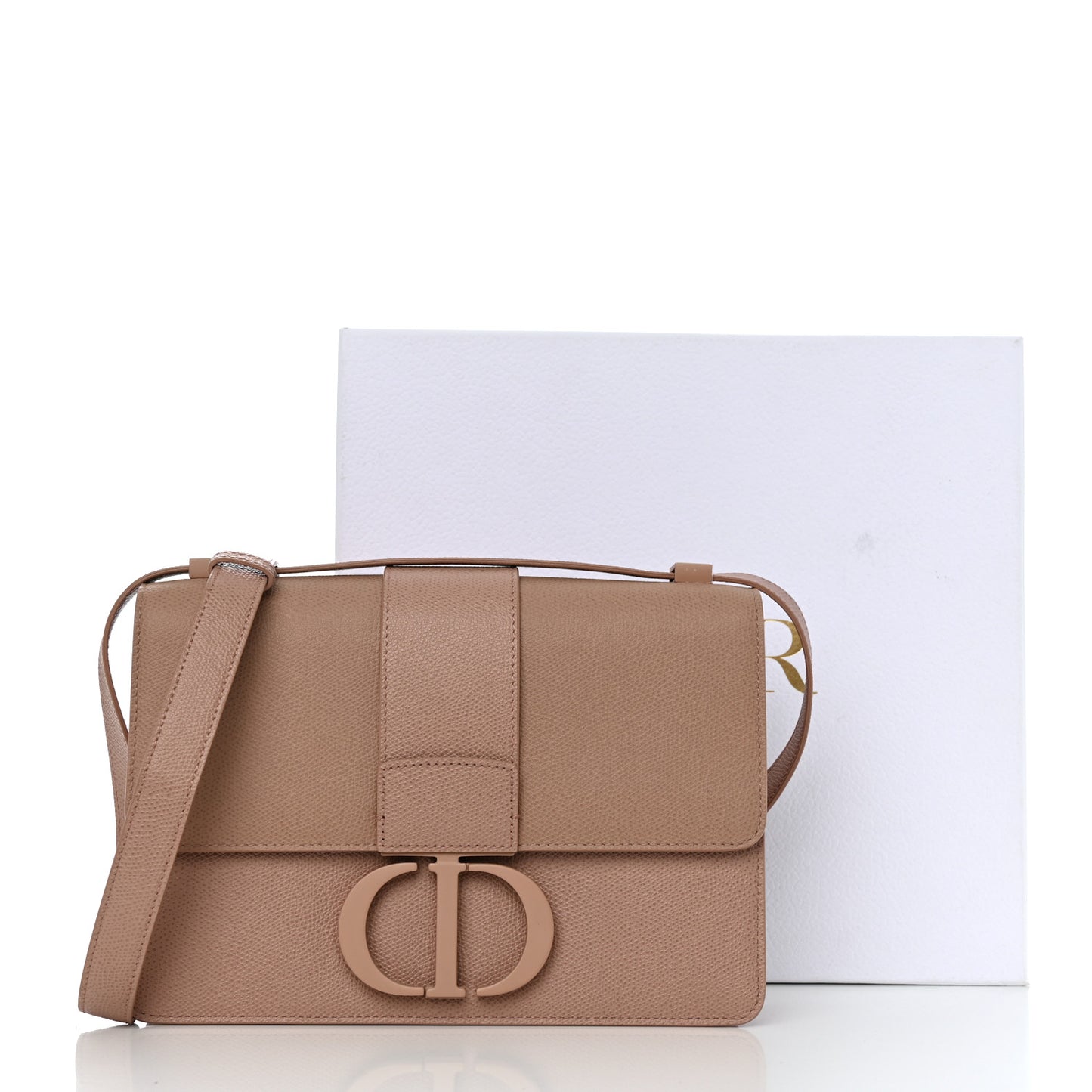 Ultra Matte Grained Calfskin 30 Montaigne Flap Bag Blush