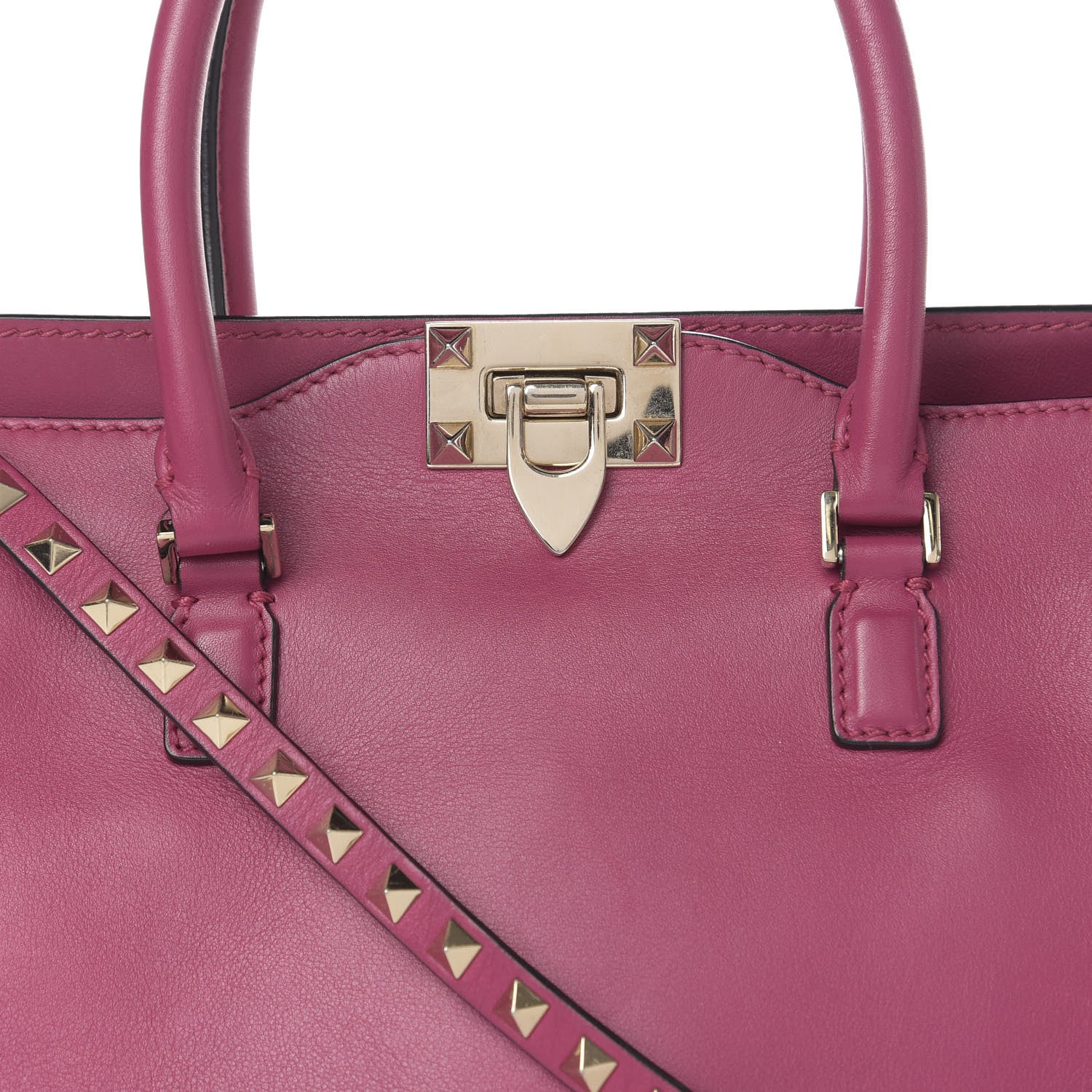Valentino Garavani Vitello Small Rockstud Double Handle Tote Deep Cyclamin 17 of 17