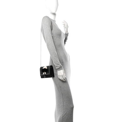 Fendi Vitello Elite Mink Fur Studded Karlito Tube Wallet on Chain Black 2 of 14