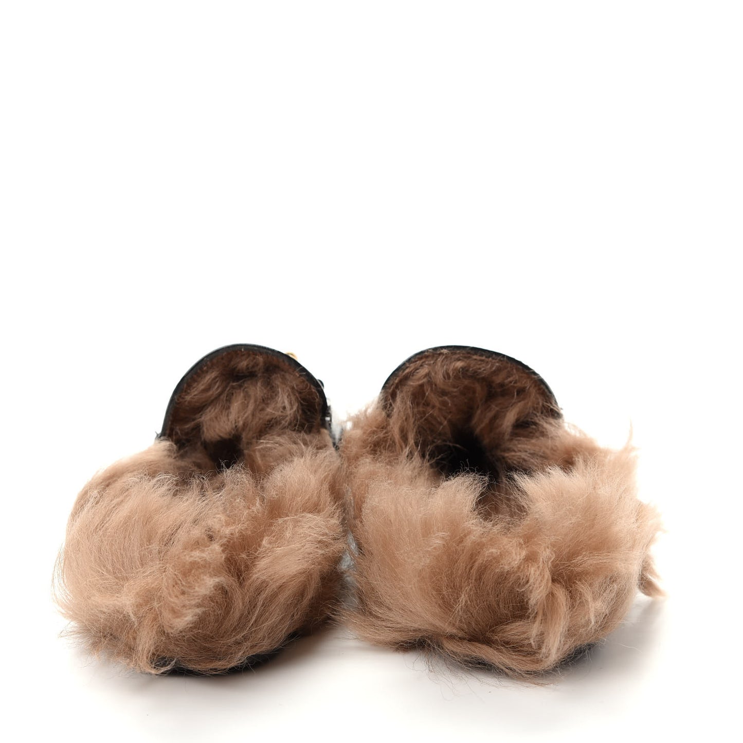 Patent Fur Womens Princetown Slippers 36.5 Black Natural