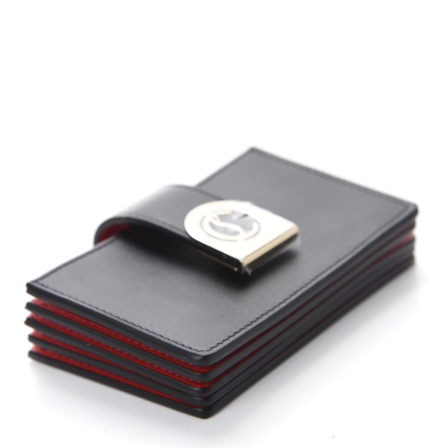 Calfskin Elisa Accordion Card Holder Black Gold