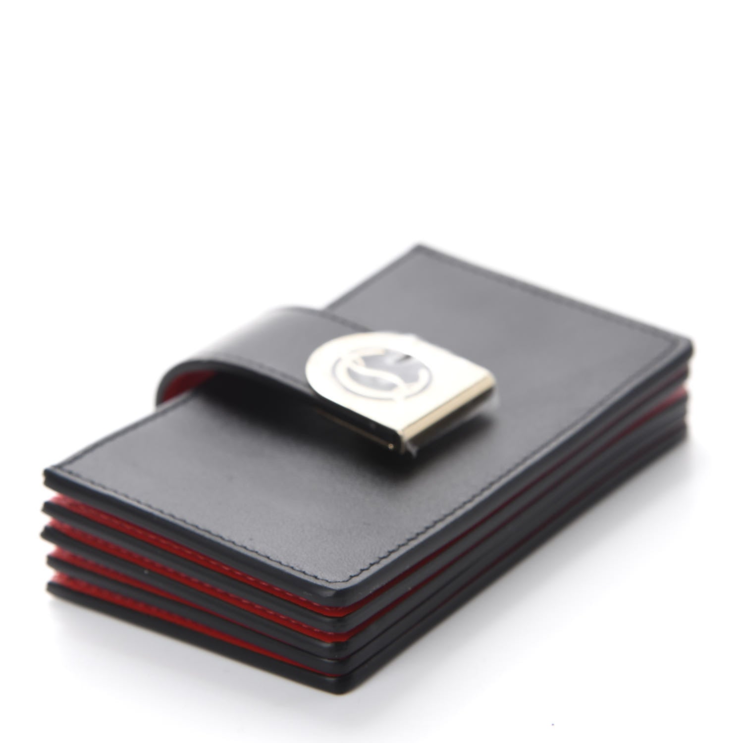 Christian Louboutin Calfskin Elisa Accordion Card Holder Black Gold 4 of 8