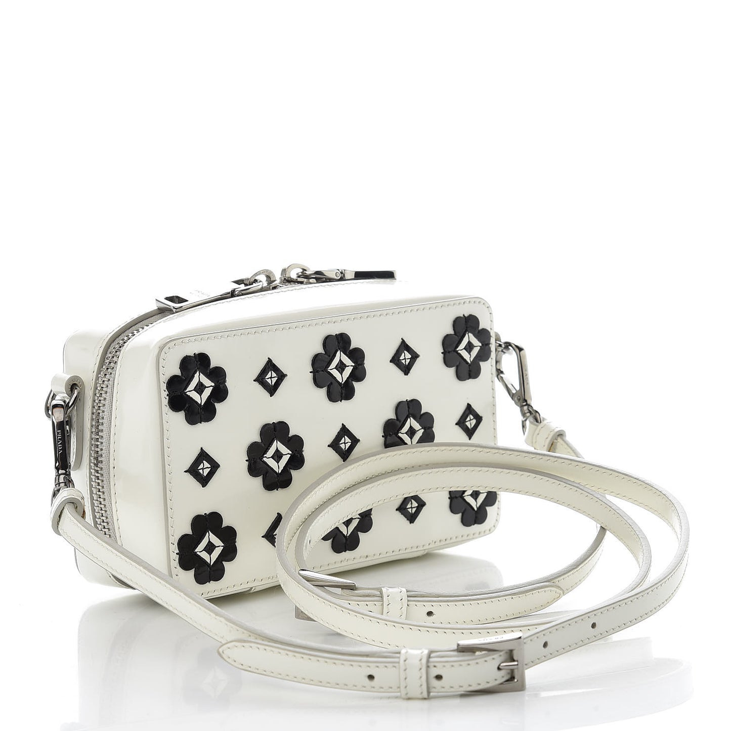 Spazzolato Floral Crossbody White Black