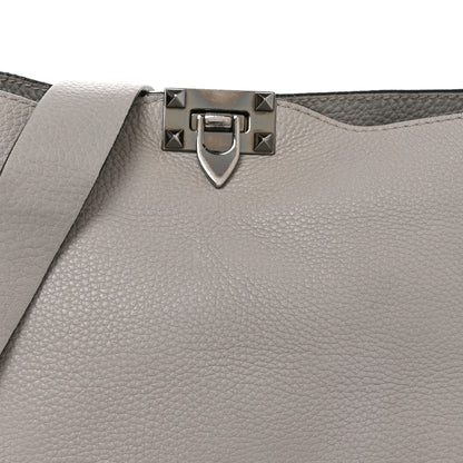 Valentino Garavani Pebbled Calfskin Small Rockstud Flip-Lock Messenger Bag Grey 6 of 8