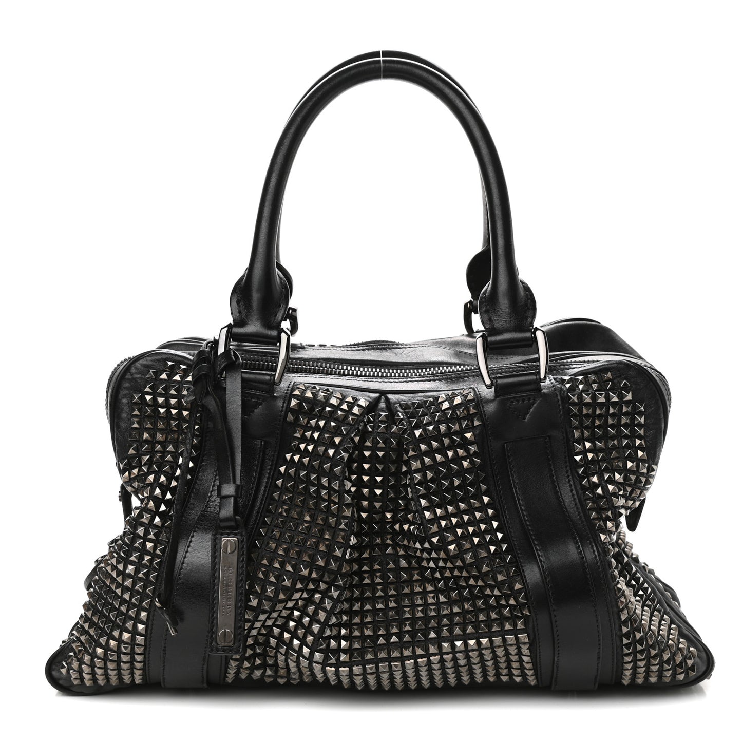 Prorsum Calfskin Studded Knight Satchel Black