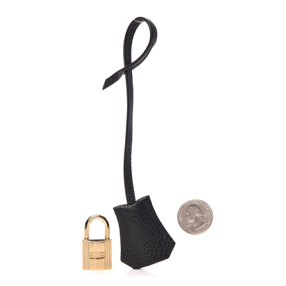 Hermes Calfskin Lock and Key Clochette Set Black 2 of 4