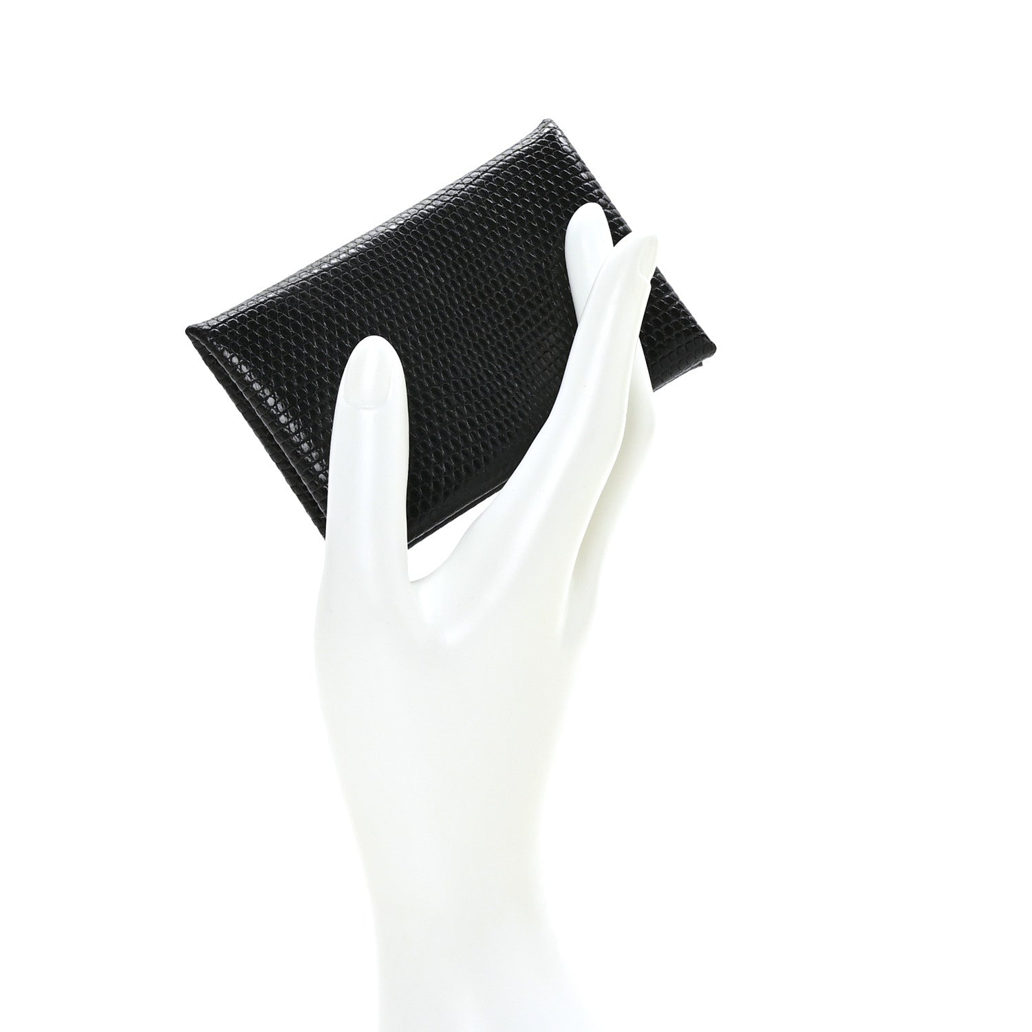 Hermes Lizard Calvi Card Case Black 2 of 7