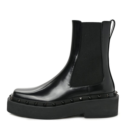 Valentino Garavani Calfskin Rockstud M-Way 30/50mm Beatle Boots 37.5 Black 1 of 7
