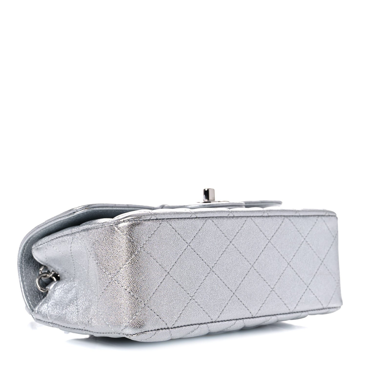 Chanel Metallic Lambskin Quilted Mini Rectangular Flap Silver 4 of 9