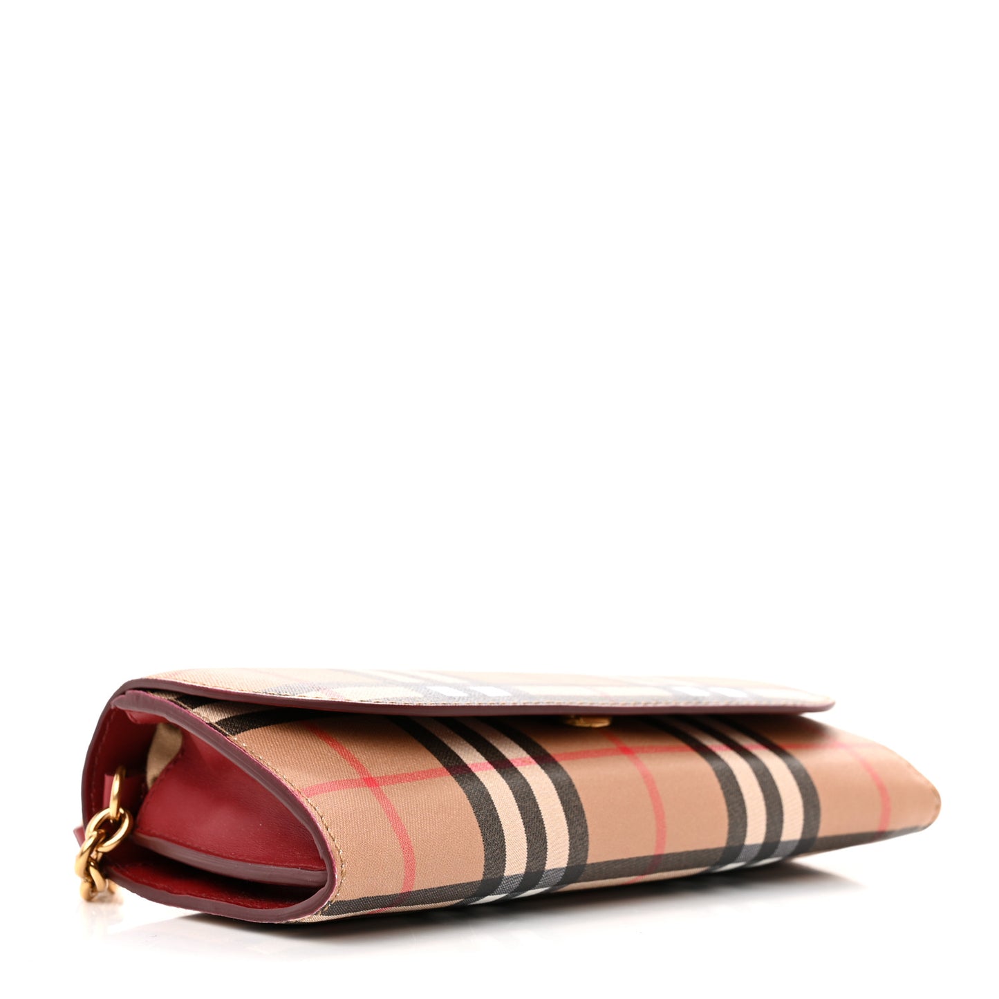 Vintage Check Henley Wallet On Chain Crimson