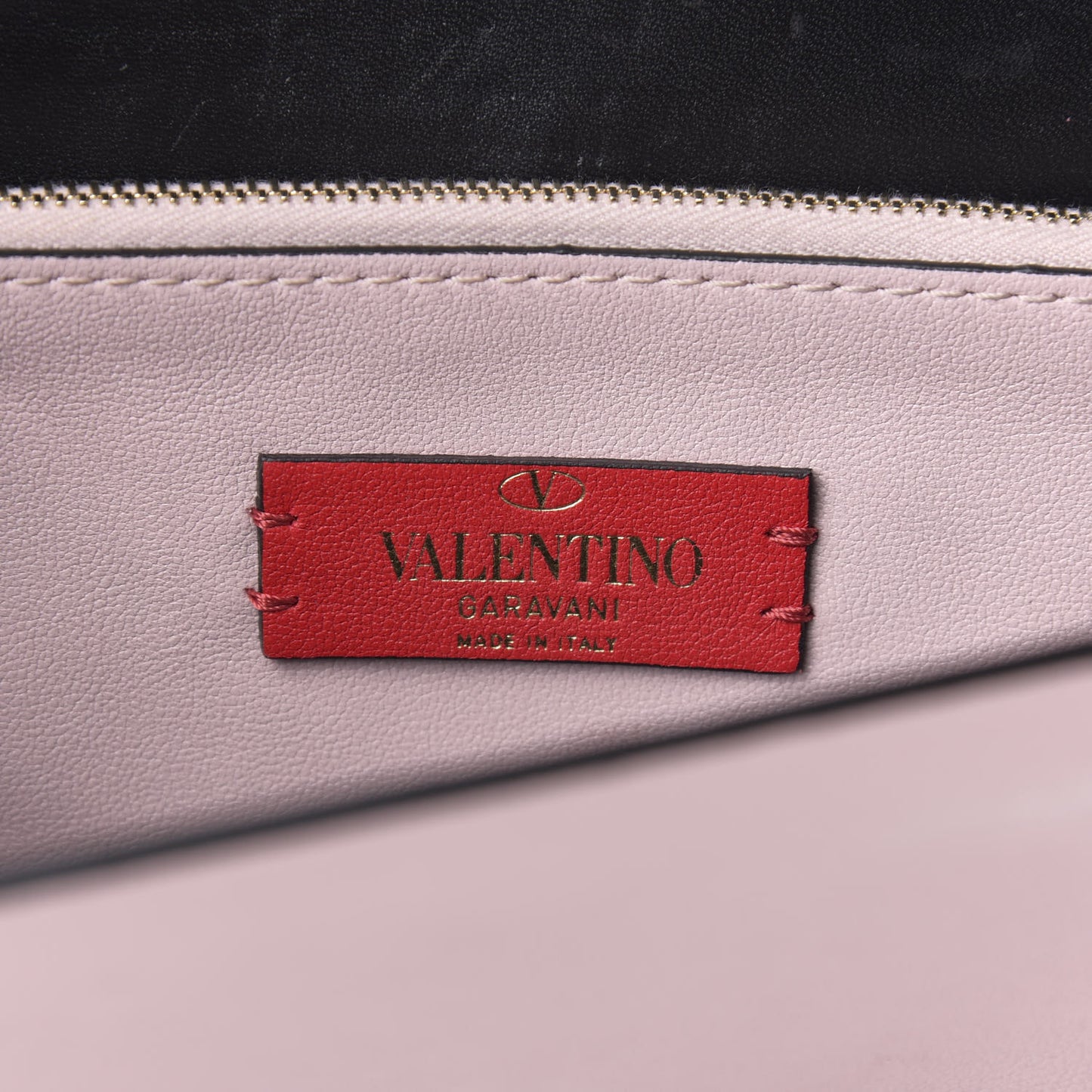 Calfskin Rockstud Side Slip Wristlet Clutch Water Rose