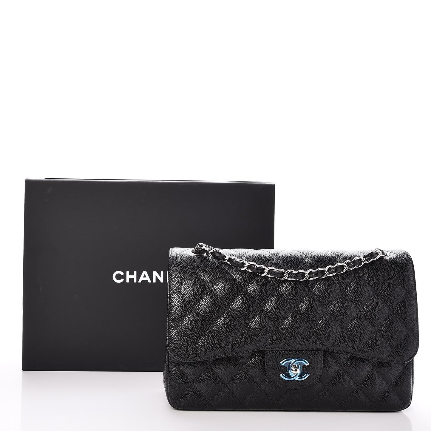Caviar Quilted Jumbo Double Flap Black