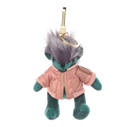 Burberry Cashmere Shearling Thomas Bomber Jacket Teddy Bear Keychain Charm Emerald Green 1 of 2