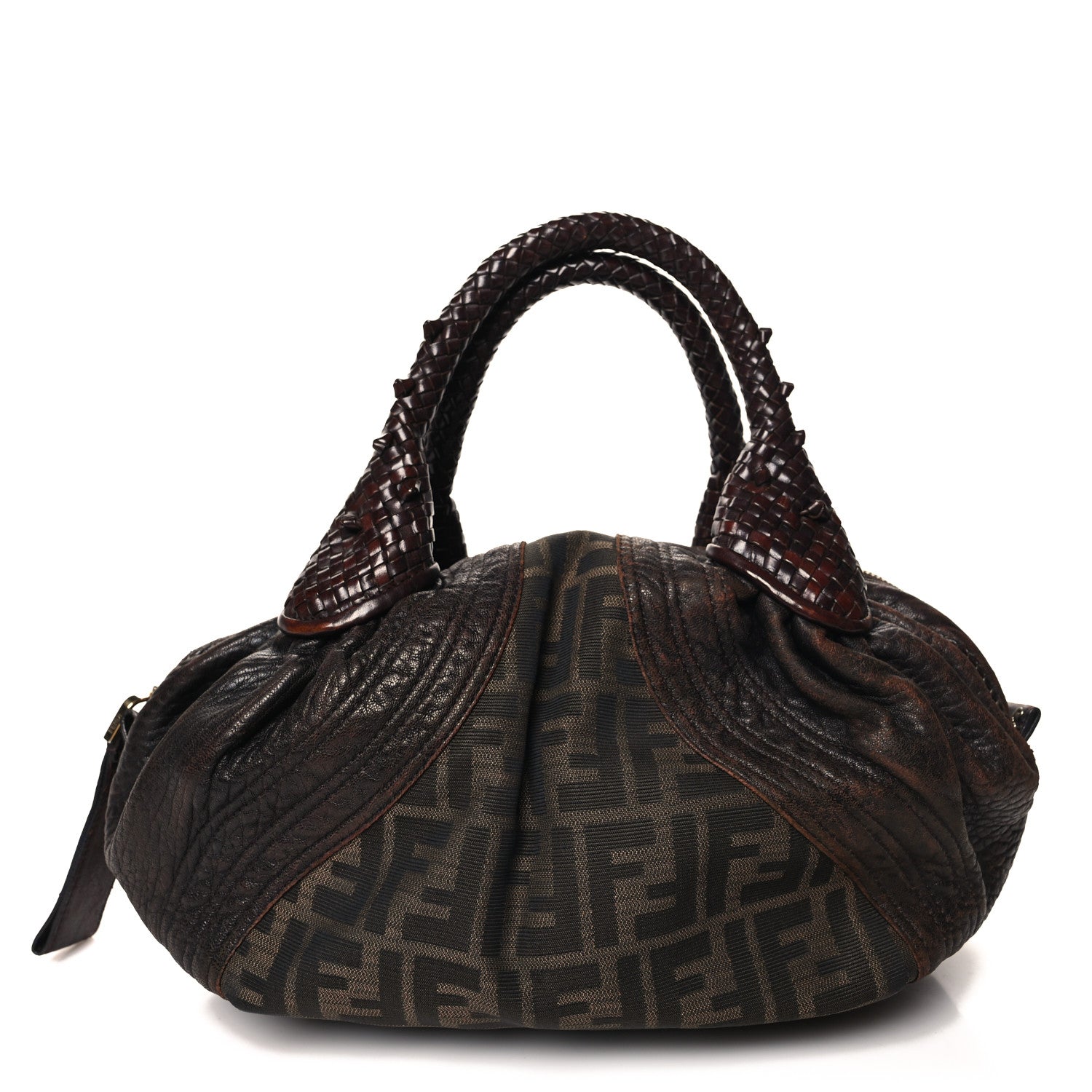 Fendi Zucca Nappa Nuvolata Vitello Tortuga Spy Bowler Tobacco Moro 1 of 10