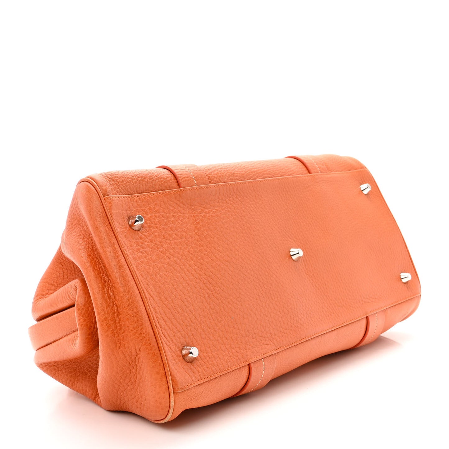 Grained Calfskin Frame Satchel Orange