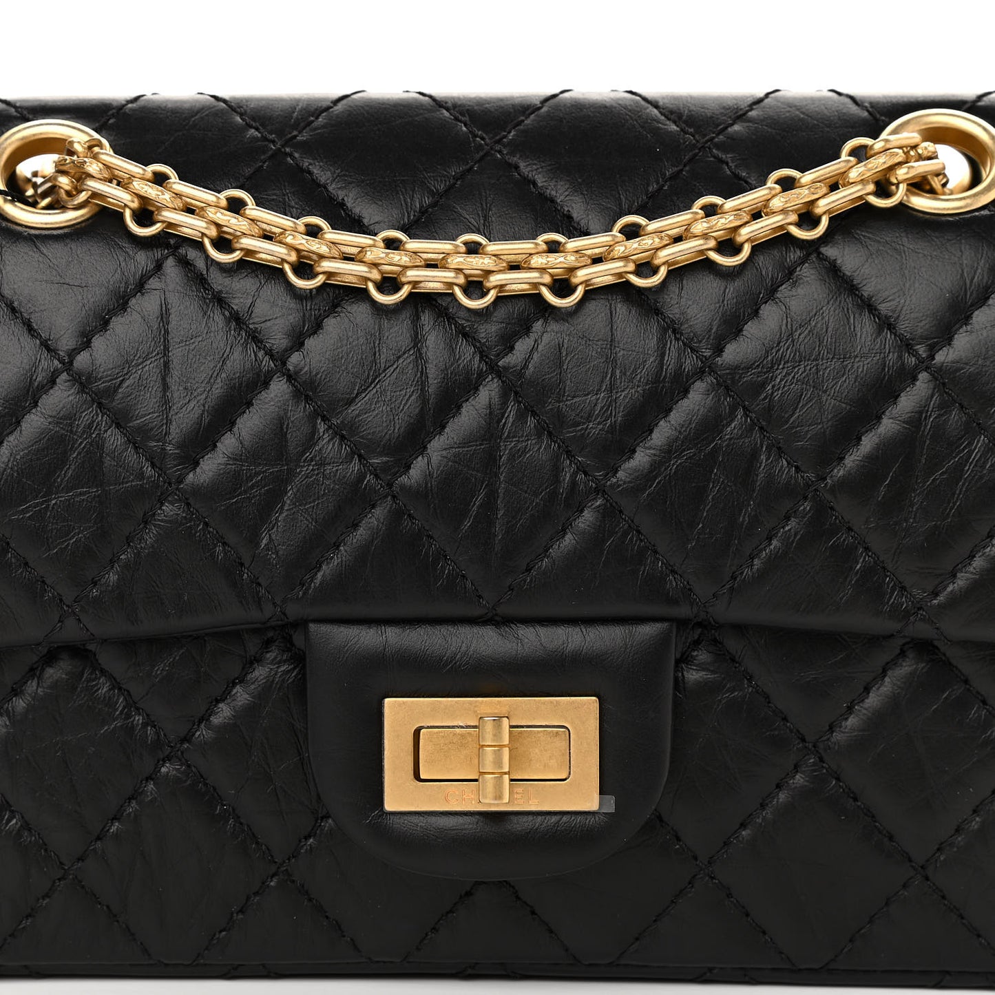 Aged Calfskin Quilted 2.55 Reissue Mini Flap Black