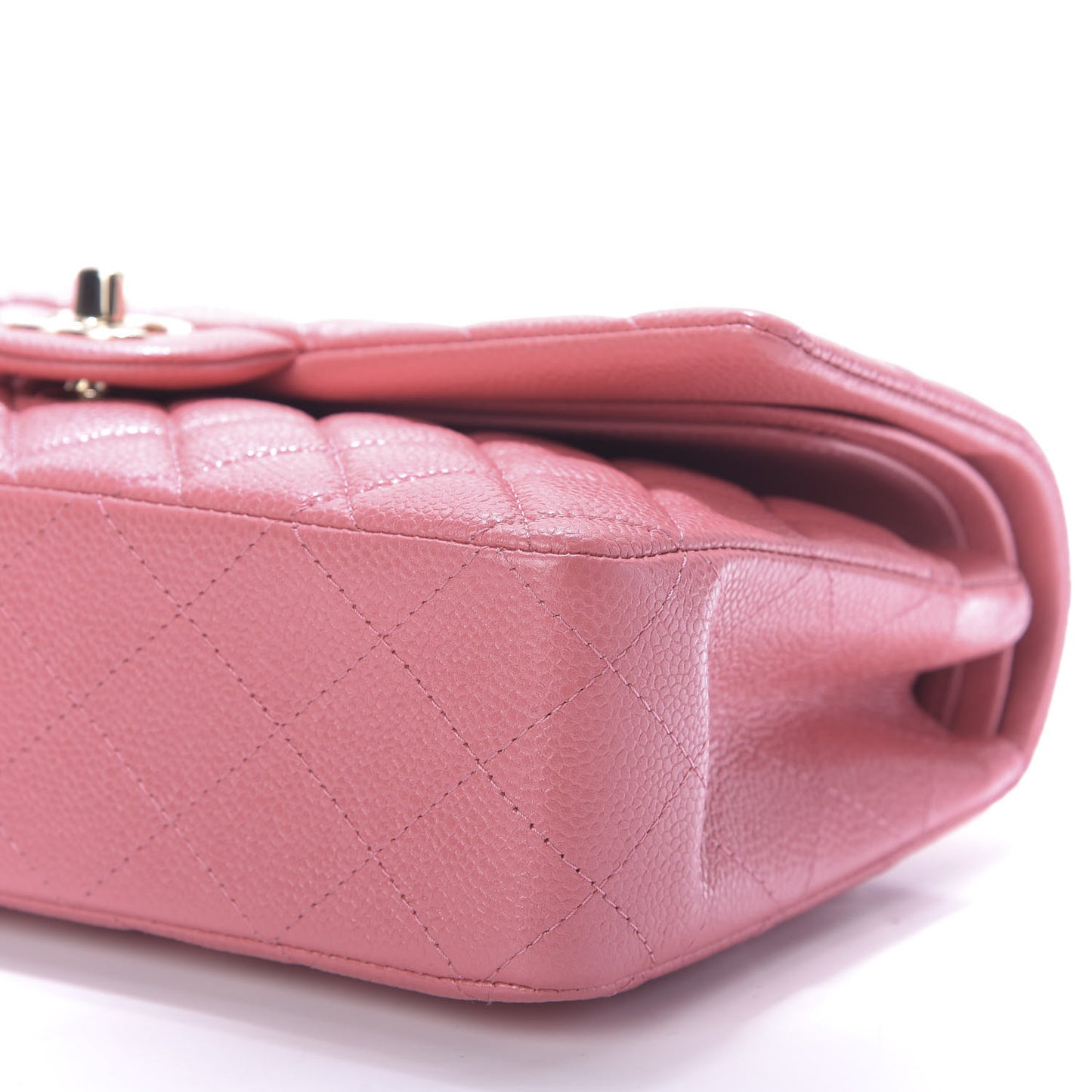 Caviar Quilted Medium Double Flap Pink