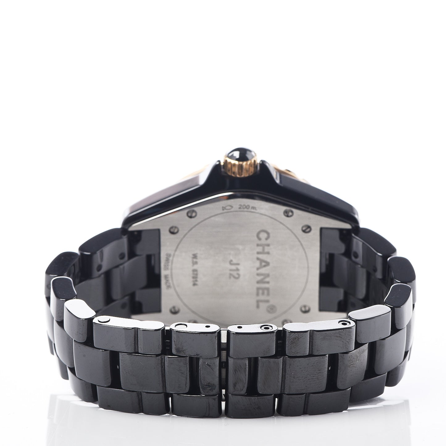 Stainless Steel 18K Yellow Gold Ceramic Diamond 38mm J12 Quartz Watch Black