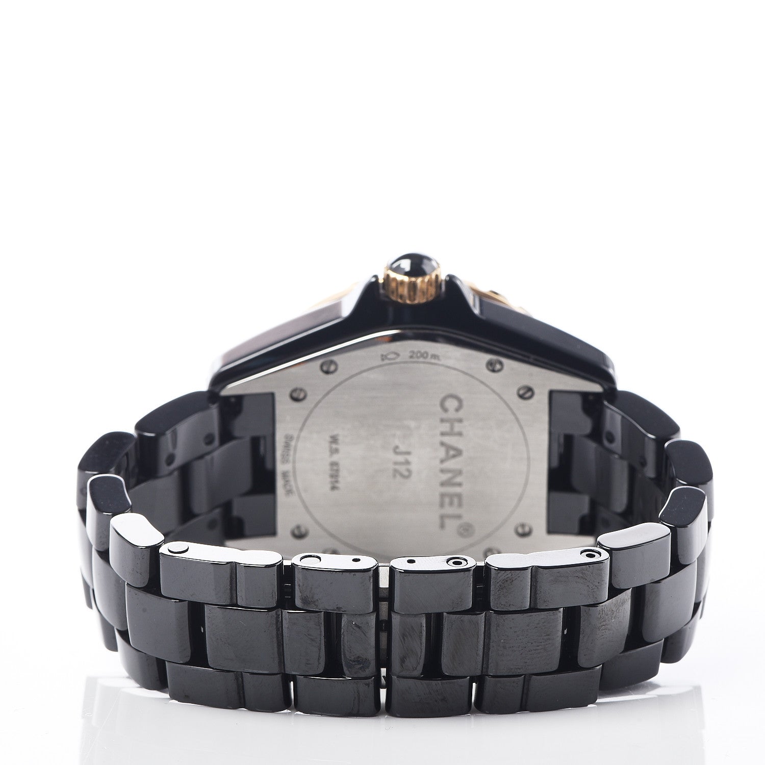 Chanel Stainless Steel 18K Yellow Gold Ceramic Diamond 38mm J12 Quartz Watch Black 4 of 7