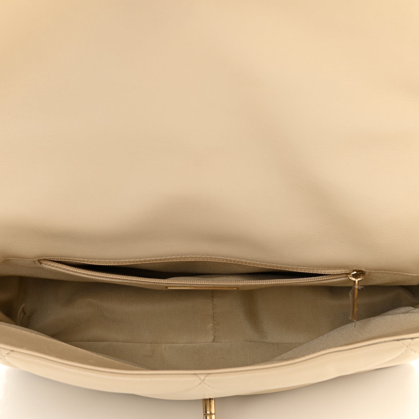 Lambskin Quilted Large Chanel 19 Flap Beige
