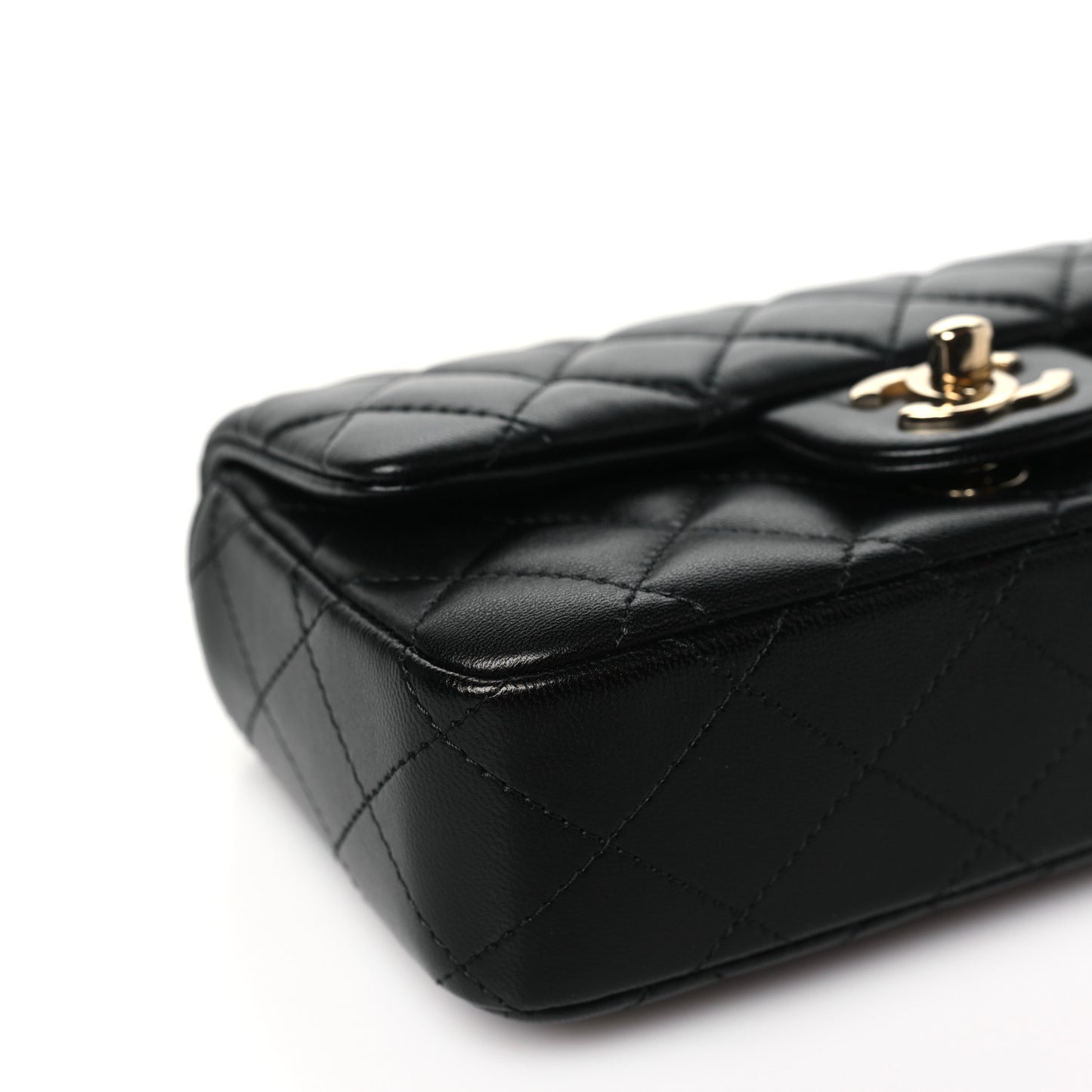 Lambskin Quilted Extra Mini Flap Black