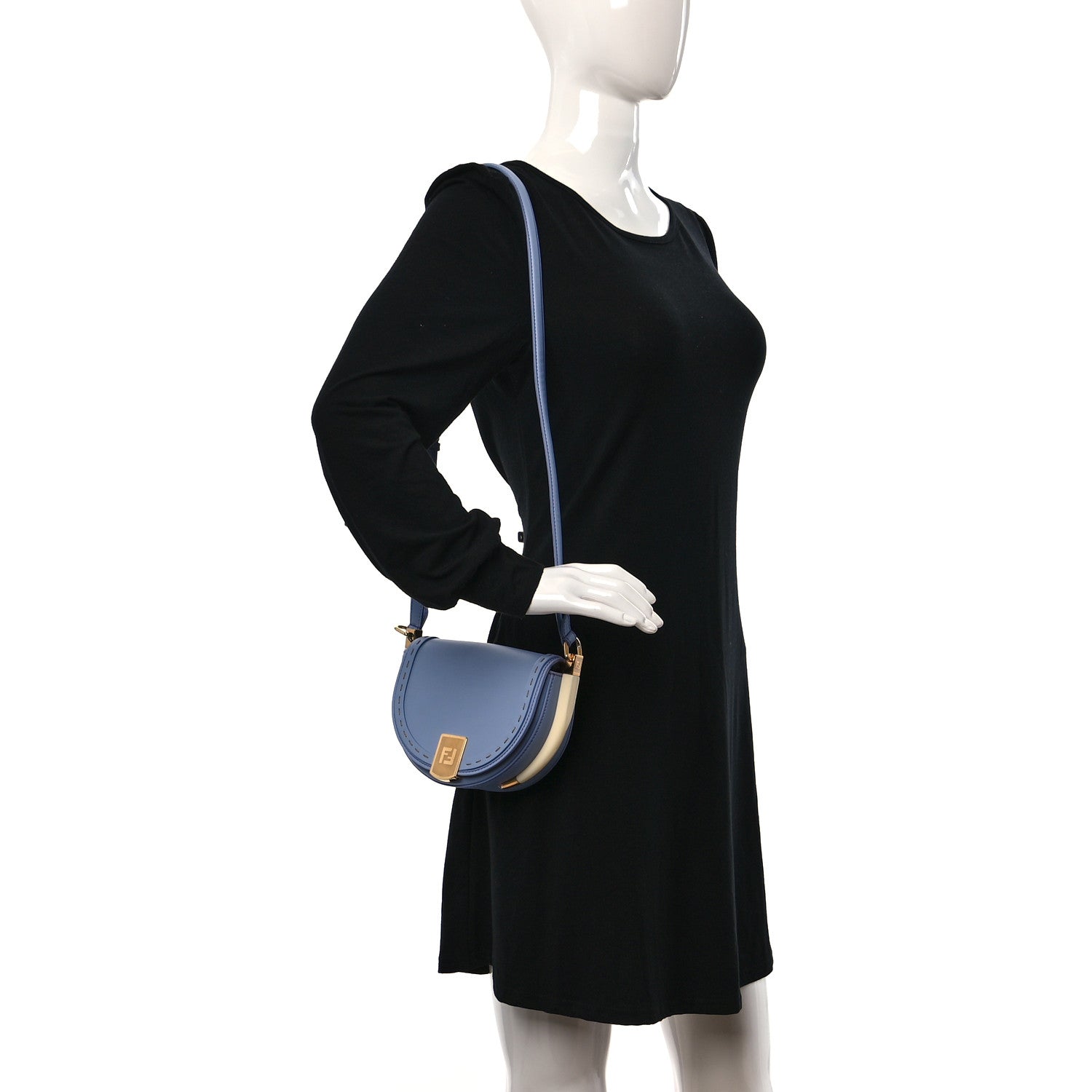 Fendi Vitello King Plexiglass Moonlight Shoulder Bag Azzurro Sky 2 of 8