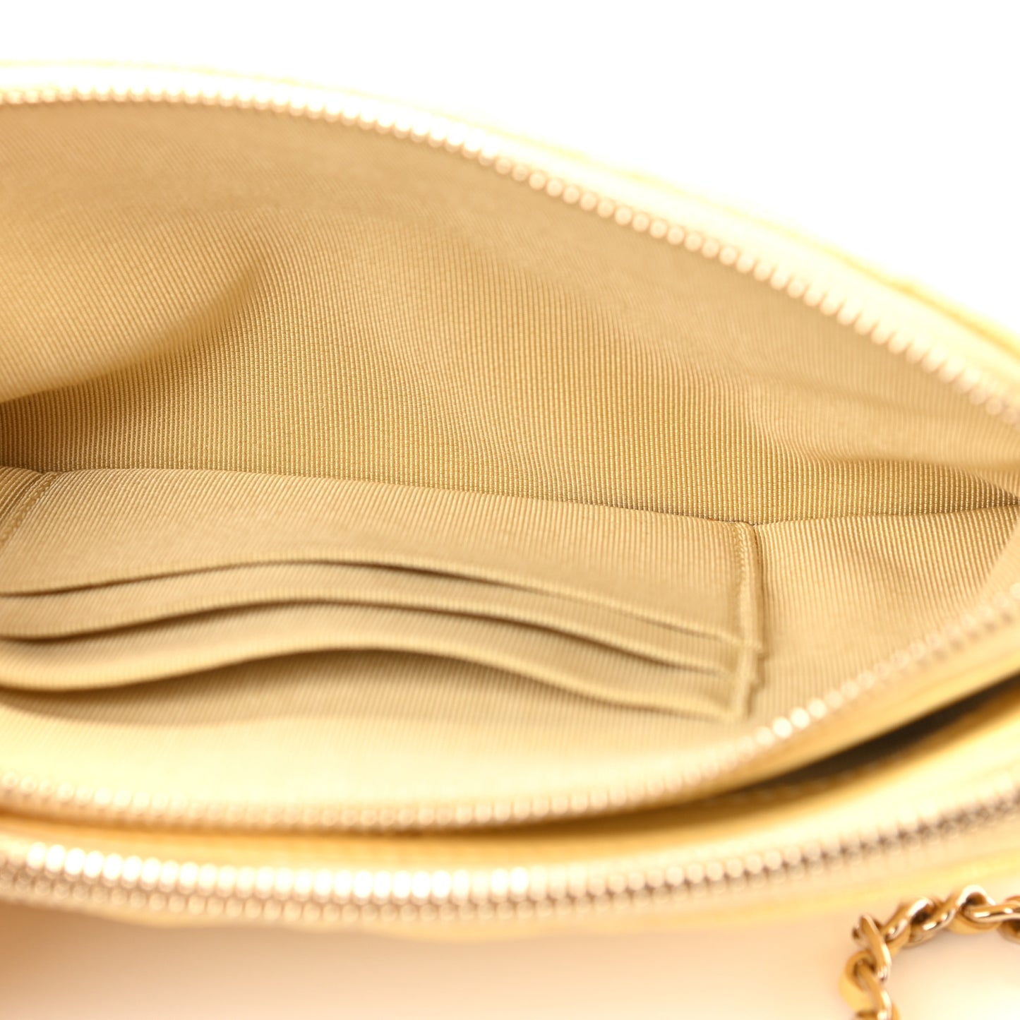 Iridescent Caviar Quilted Small Clutch With Chain Yellow