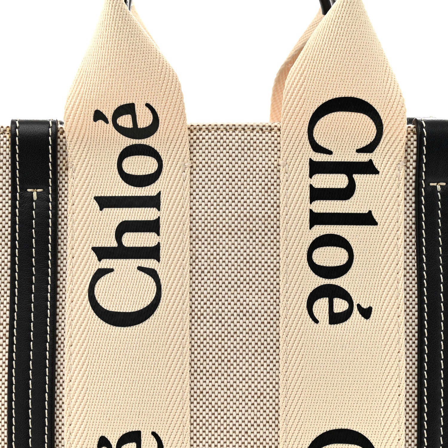 Chloe Cotton Calfskin Small Woody Ribbon Tote White Blue White Blue 8 of 11