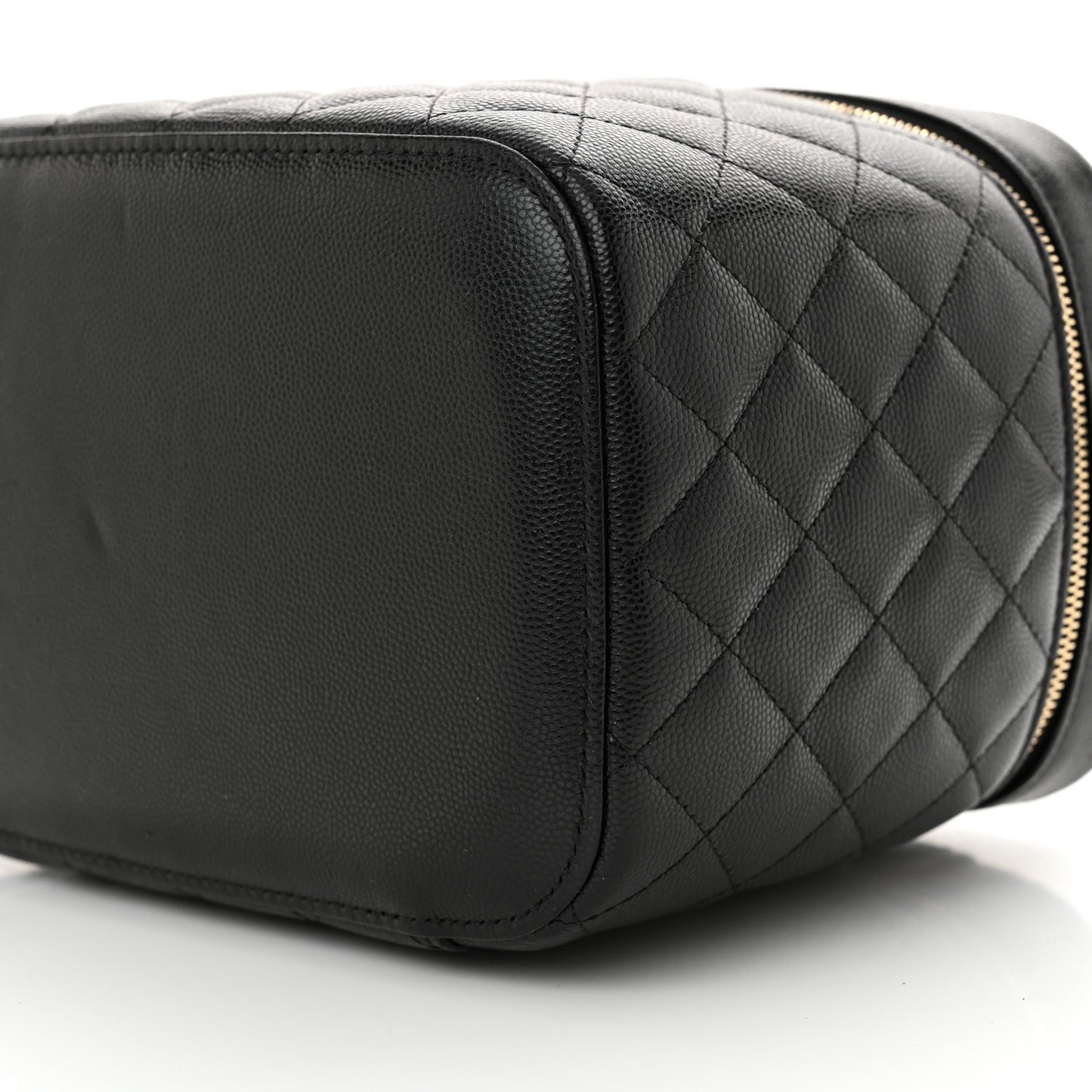 Caviar Quilted Large Vanity Pouch Black